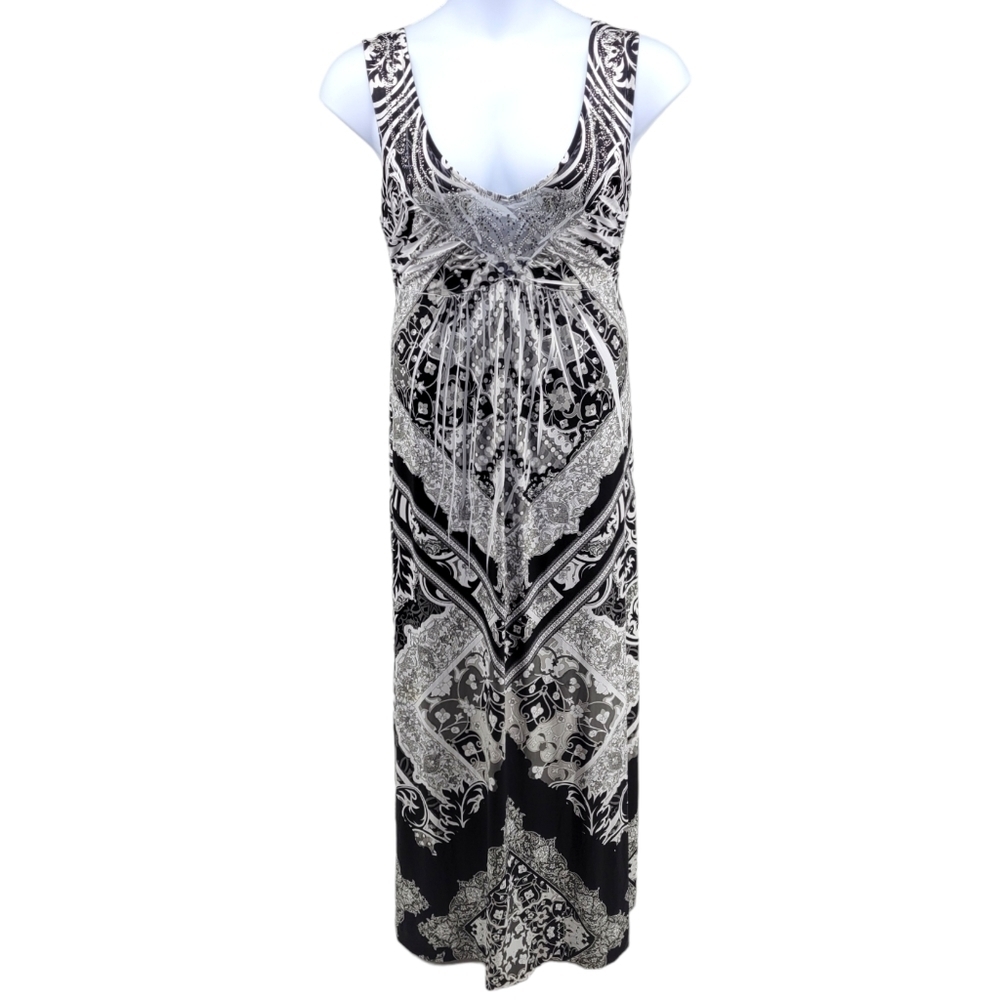 Apt 9 black and white‎ embellished maxi dress. sleeveless. size xl